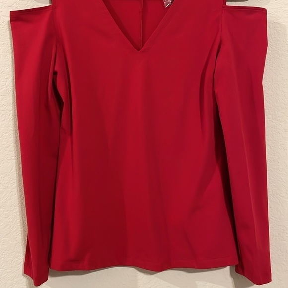 Boston Proper Women's Shirt Small Red Cutout Mock Stretch Fitted Bodycon - Picture 6 of 14